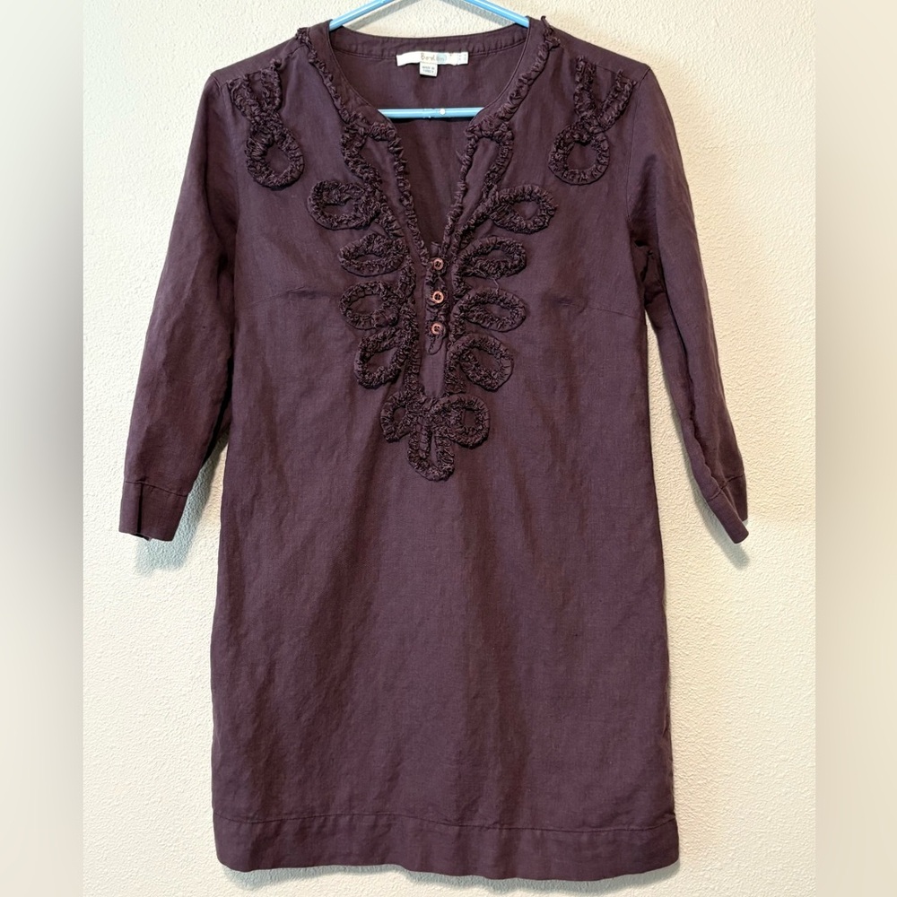 Boden Plum Linen and Cotton Mini Dress